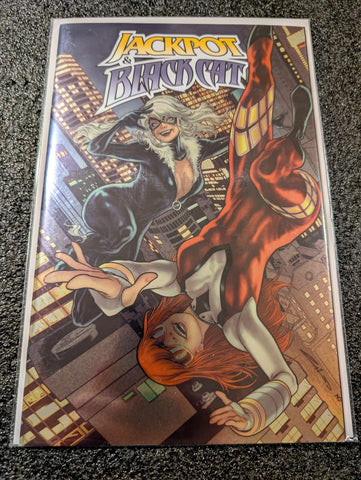 Jackpot & Black Cat #1 Emilio Laiso Foil Variant Cover (Marvel Comics 2024) NM